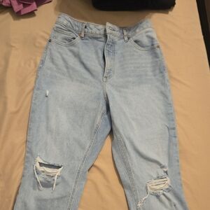 Express Light Blue Ripped Ankle Jeans
